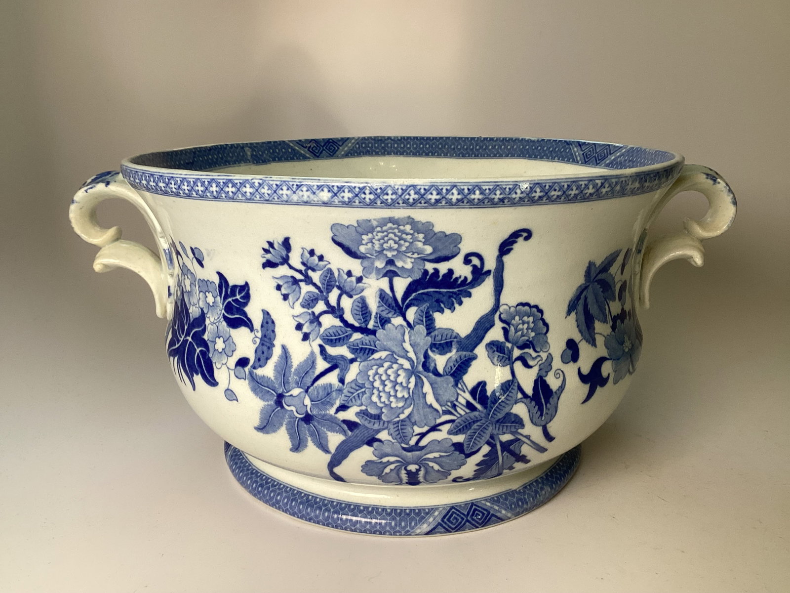 Unusual English Staffordshire Blue Transferware Centerpiece Bowl (1 of 4)