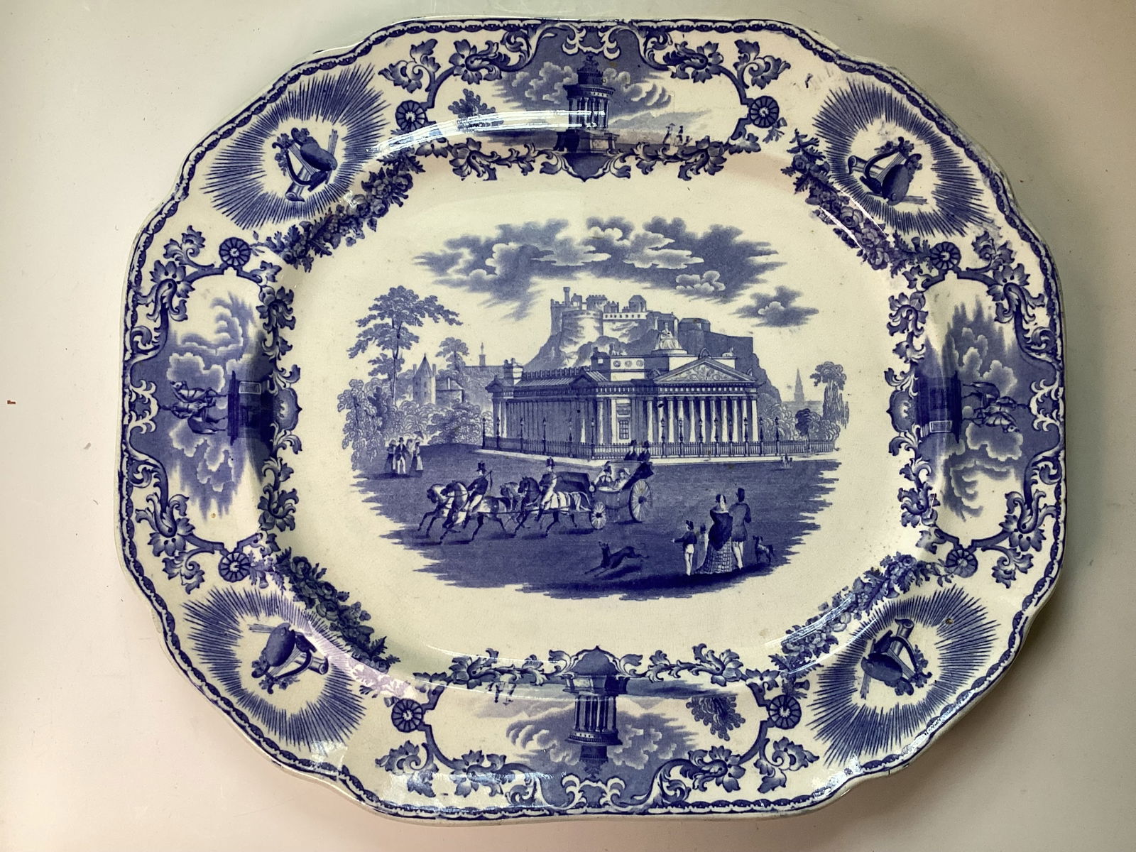 English Staffordshire Blue Transferware Platter MODERN ATHENS (1 of 3)