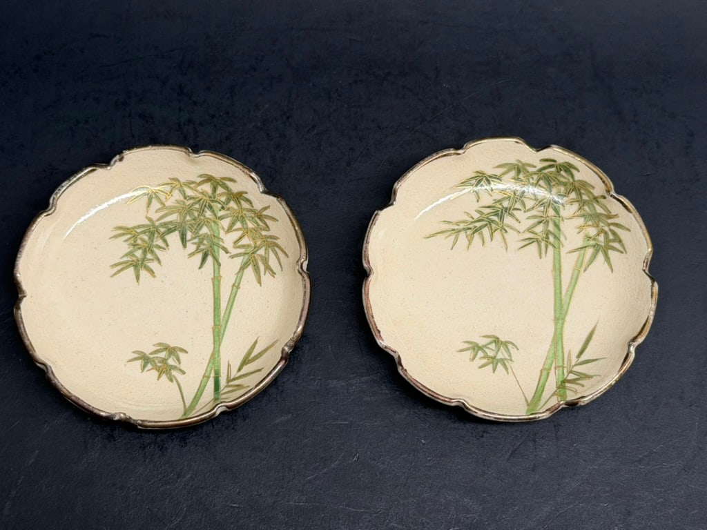 Pair of Small Japanese Taisho Period Bamboo dishes Signed (1 of 11)