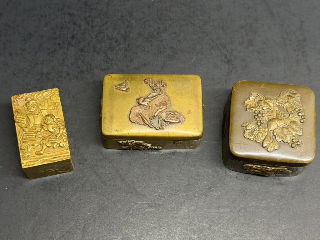 Japanese Meiji Period Mixed Metal Boxes. Lot of 3  (1 of 20)