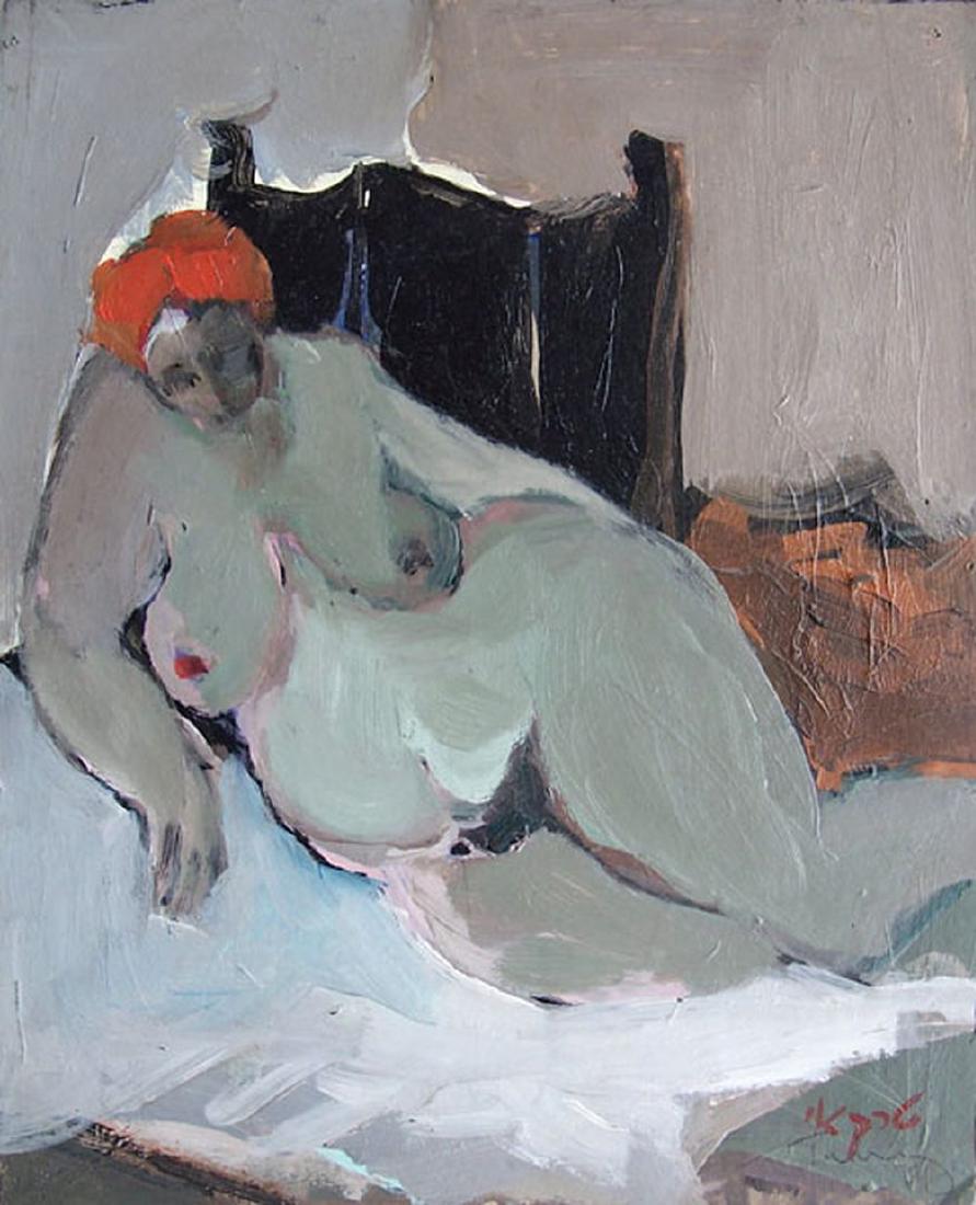 ITZCHAK TARKAY Signed Oil Painting Israeli: ITZCHAK (ISAAC) TARKAY b.1935 Subotica, Yugoslavia 1935 - 2012 (Israeli) Title: Nude VI Technique: Original Signed Oil and Acrylic Painting on board. size: 27 x 21.5 cm / 10.6 x 8.5 in Additional Info