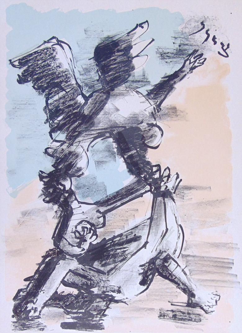 JACQUES LIPCHITZ Hand Signed & Numbered Lithograph Zion: JACQUES LIPCHITZ 1891-1973 Druskieniki, Lituania 1891-1976 Capri (Lithuanian/French/American) Title: Zion Technique: Original Hand Signed and Numbered Lithograph in Colours on Wove Paper Paper size: 5