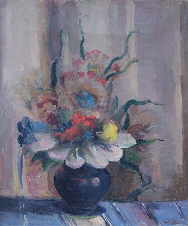 ADOLPHE MILICH Painting Polish Art Ecole de Paris 1945: ABRAM ADOLPHE MILICH 1884-1964 Tyszowce, Poland 1884-1964 Paris (Polish) Title: The Blue Vase / Vase Bleu, 1945 Technique: Original Signed Oil Painting on canvas size: 46 x 38.5 cm / 18.1 x 15.2 in Ad