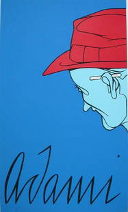 VALERIO ADAMI Color SilkScreen POP ART: VALERIO ADAMI Born in Bologna 1935 (Italian) Man with Cigarette Original Hand Signed and Hand Numbered Color SilkScreen Title: Man with Cigarette. Technique: Original Color