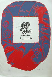 PIERRE ALECHINSKY Signed Color Litho Belgian: PIERRE ALECHINSKY born in Brussels 1927 (Belgian) Inside-Out - 1975 Original Hand Signed and Numbered Color Lithograph. Title: Inside-Out Technique: Original Color Lithograph on Vellum Arches