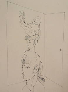 HANS BELLMER Etching French Surrealism: BELLMER HANS Kattowitz 1902 - 1975 Paris (French) Two Heads - Les Anagrammes du corps d'Alain Jouffroy - 1973 Hand Signed and Hand Numbered Etching Title: Two Heads - Les Anagrammes du corps