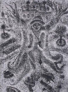 ERICH BRAUER Etching Surrealism Austrian: ERICH BRAUER [Arik] Born in Vienna 1928 (Austrian) The Screaming Tree Original Hand Signed and Inscribed Etching Title: The Screeming Tree. Technique: Original Etching on Vellum (wove) paper.