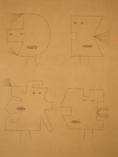 VICTOR BRAUNER Signed Etching Surrealism 1962: VICTOR BRAUNER Piatra-Neamt Romania, 1903 - 1966 Paris (Romanian/French) Codes of Faces IV - 1962 Original Hand Signed, Dated and Numbered Etching Title: Code of Faces IV. Technique: Original