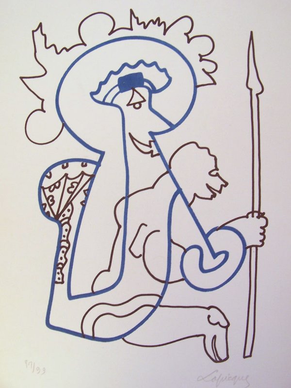 CHARLES LAPICQUE Litho French 1960: CHARLES LAPICQUE 1898 - 1988 (French) Le Croise - 1960 Original Hand Signed and Numbered Color Lithograph Title: Le Croise. Technique: Original Color Lithograph on Velin d'Arches paper . Paper size:38