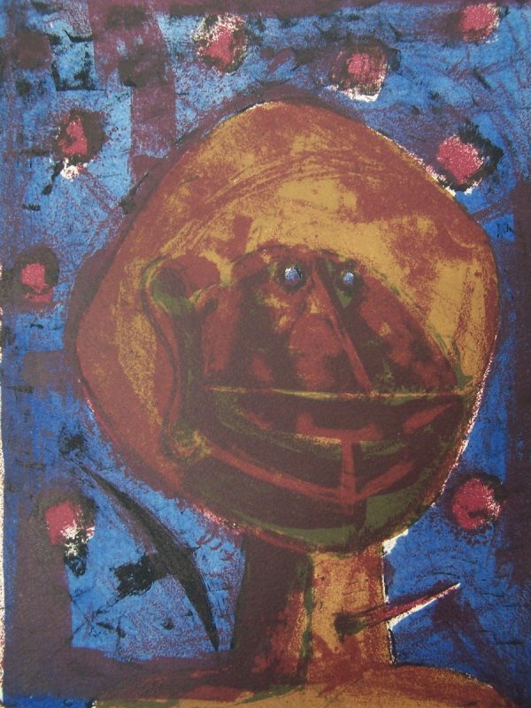 RUFINO TAMAYO Sig Lithograph Latin American 1958: RUFINO TAMAYO 1899 - 1991 (Mexican/ Latin-American) Cabeza con Pajaros - 1958 Original Hand Signed and Hand Numbered Color Lithograph Title: Cabeza Technique: Original Color Lithograph on d'Arches Vel