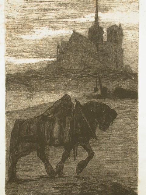 PAUL JOUVE Signed Print French: PAUL JOUVE 1880-1973 (French) Night Rider Title : Night Rider. Technique : Print on paper. Paper size : 22 X 15,5 cm / 8.7 X 6.1 in. Additional Information : The work is Signed in the plate by the art