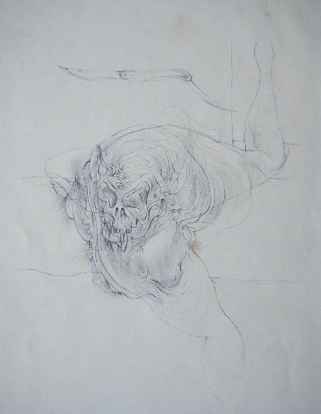 HANS BELLMER Etching French Surrealism: BELLMER HANS Kattowitz 1902 - 1975 Paris (French) Skull - circa 1970's Hand Signed and Hand Numbered Etching Title: Skull. Technique: Original Etching on paper. Paper Size: 38 x 28 cm / 15 x 11 in Pla