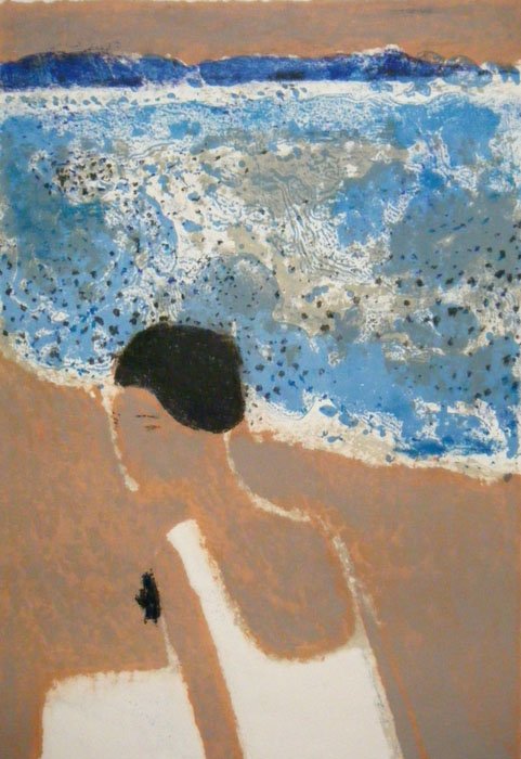 ANDRE BRASILIER H. Signed Litho French Art: ANDRE BRASILIER Born 1929 (French) Woman by the Sea Original Hand Signed and Inscribed Color Lithograph Title: Woman by the Sea Technique: Original Lithograph in Colours on Arches vellum paper Paper S