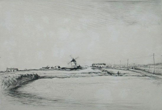 EDGAR CHAHINE H.Sig. Etching Armenian 1930: EDGAR CHAHINE Venice 1874 - 1947 France (Armenian / French / Italian) Moulin Pres de Batz - 1930 Original Hand Signed and Numbered Etching Title: Moulin Pres de Batz. Technique: Original Etching on Ar