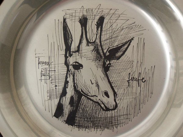 BUFFET BERNARD BUFFET Silver Plate with Etching: BERNARD BUFFET Paris 1928 - 1999 Salernes/Tourtour (French) Girafe - 1975Sterling Silver Plate Engraved with Dry-point Etching Title: Girafe. Technique: Sterling Silver Plate Engraved with Etching (Dr