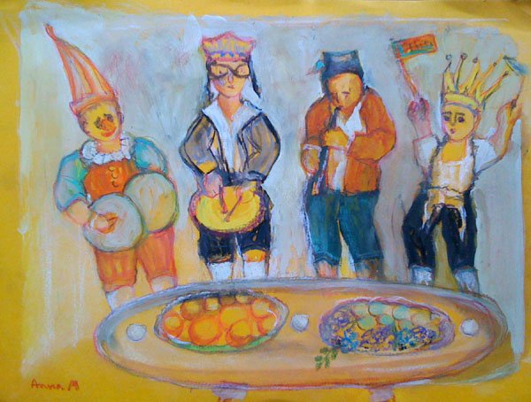 ANNA MARGIT ANNA Hand Signed Pastel Hungarian Ar: MARGIT ANNA (1913-1991) Borota 1913 - 1991 Budapest (Hungarian) Title: The Band Technique: Original Hand Signed Pastel and Gouache on yellow paper. Work size: 24 x 32 cm / 9.4 x 12.6 in Additional Inf