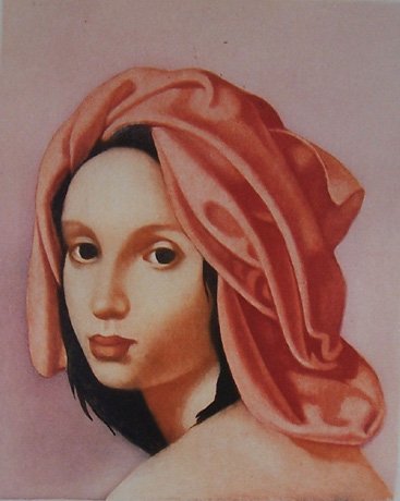 LEMPICKA TAMARA DE LEMPICKA Hand Signed Aquatint: TAMARA DE LEMPICKA 1898-1980 1898 - Berlin - 1980 (Polish/American) Title: Woman with Orange Turban, 1956 Technique: Hand Signed and Inscribed Aquatint in colour on vellum paper Paper Size: 54 x 44.5