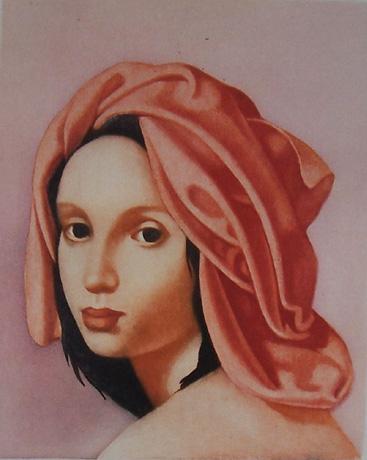 TAMARA DE LEMPICKA Hand Signed Aquatint Art Deco: TAMARA DE LEMPICKA 1898-1980 1898 - Berlin - 1980 (Polish/American) Title: Woman with Orange Turban, 1956 Technique: Hand Signed and Inscribed Aquatint in colour on vellum paper Paper Size: 54 x 44.5