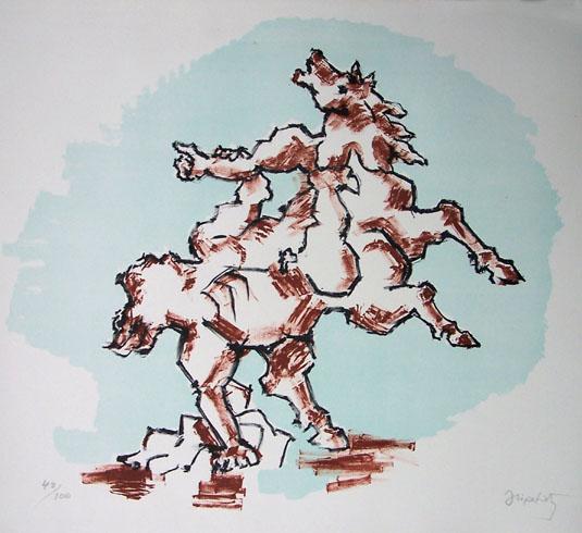 JACQUES LIPCHITZ Hand Signed Numbered Lithograph: JACQUES LIPCHITZ 1891-1973 Druskieniki, Lituania 1891 - 1976 Capri (Lithuanian/French/American) Title: The Horse, 1967/1971 Technique: Original Hand Signed and Numbered Lithograph on II Bisonte vellum