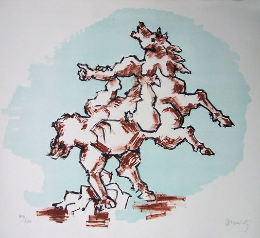 JACQUES LIPCHITZ Hand Signed Numbered Lithograph: JACQUES LIPCHITZ 1891-1973 Druskieniki, Lituania 1891-1976 Capri (Lithuanian/French/American) Title: The Horse, 1967/1971 Technique: Original Hand Signed and Numbered Lithograph on II Bisonte vellum p