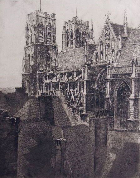 ERNST OPPLER H.Signed Etching German Paris: ERNST OPPLER 1867-1929 (German) Title: Notre Dame Technique: Original Hand Signed Etching on vellum paper Paper Size: 48 x 34 cm / 18.9 x 13.4 in Plate Size: 35 x 27 cm / 13.8 x 10.6 in Additional Inf