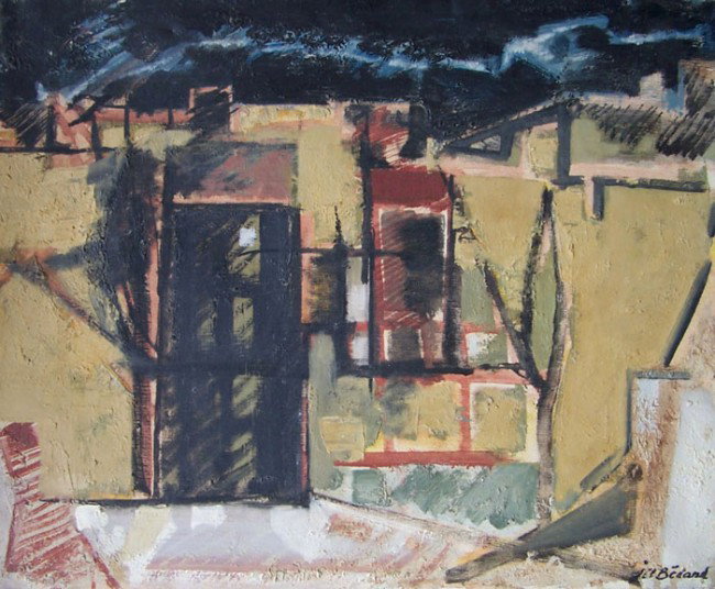 J.C. BEDARD H.Signed Oil Painting French 1956: JEAN CLAUDE BEDARD 1928-1982 (French) Title: Paysage Provençal / Landscape Provencal, 1956 Technique: Original Signed and Dated Oil Painting on canvas Size: 54 x 65 cm / 21.3 x 25.6 in Additional Inf