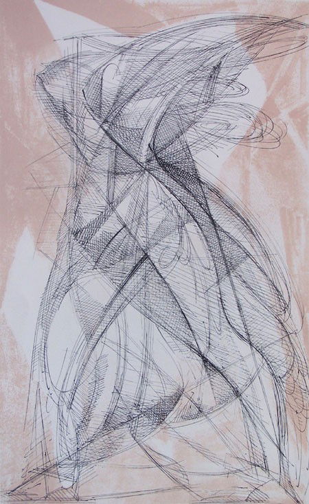 JACQUES VILLON Hand Signed Lithograph French Art: JACQUES VILLON 1875-1963 (Gaston Duchamp) Damville 1875-1963 Paris (French) Title: Abstract Composition (in pink), c.1950 Technique: Original Hand Signed Lithograph in colour on Arches vellum paper Pa