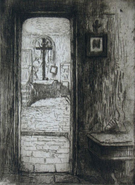 EDGAR CHAHINE H.Signed Etching Armenian 1914: EDGAR CHAHINE 1874-1947 Venice 1874-1947 France (Armenian / French / Italian) Title: Le Timonier Tombe, 1914 Technique: Original Hand Signed Etching on Arches vellum paper. Paper Size: 33 x 50,5 cm /