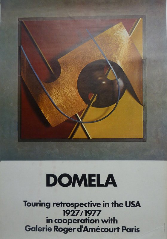 CESAR DOMELA Poster Mondrian Dutch: CESAR DOMELA 1900-1993 (Dutch) Title: Domela Touring Retrospective in the USA, 1927/1977 Technique: Poster Offset print on paper Size: 60 x 40 cm / 23.6 x 15.8 in Additional Information: This offset P