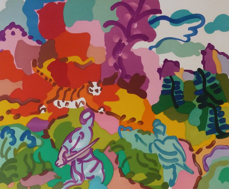 CHARLES LAPICQUE Hand Signed Lithograph French Tiger: CHARLES LAPICQUE 1898 - 1988 (French) Title: Tiger's Hunt / Chasse au Tigre, 1961 Technique: Original Hand Signed and Numbered Lithograph on Arches paper Paper Size: 50.2 x 66.4 cm / 20.1 x 26.4 in Pl