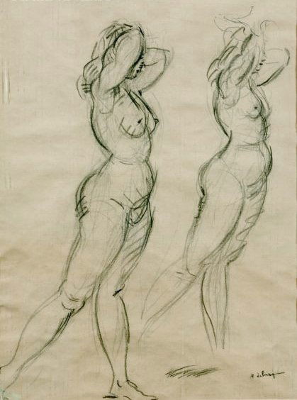 HENRI LEBASQUE French Impressionism Nude Charcoal: HENRI LEBASQUE 1865-1937 Champigne 1865-1937 (French) Title: Two Nudes Technique: Original Signed Charcoal Drawing on paper Size: 48 x 35 cm / 18.9 x 13.8 in Additional Information: This work is hand