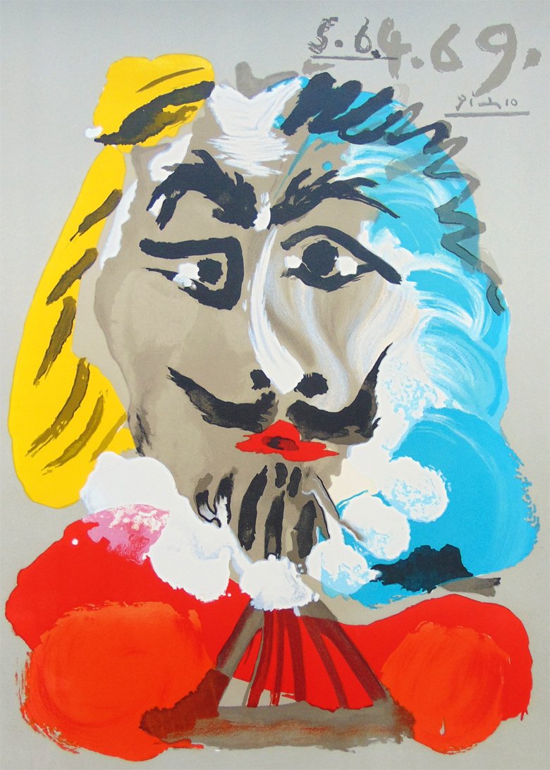 PABLO PICASSO Signed Lithograph in colours Portrait (1 of 6)