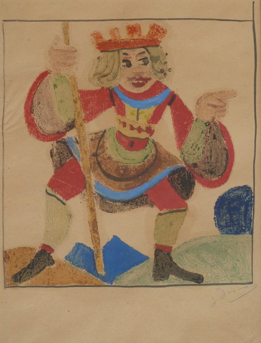 ANDRE DERAIN Signed Watercolour Fauvism French Art: ANDRE DERAIN 1880-1954Chatou, Paris 1880-1954 Garches Title: The King I from Pantagruel, circa 1943Technique: Original Hand Signed Gouache & Watercolour on paper Size: 27.5 x 21.5 cm / 10.7 x 8.4 in A