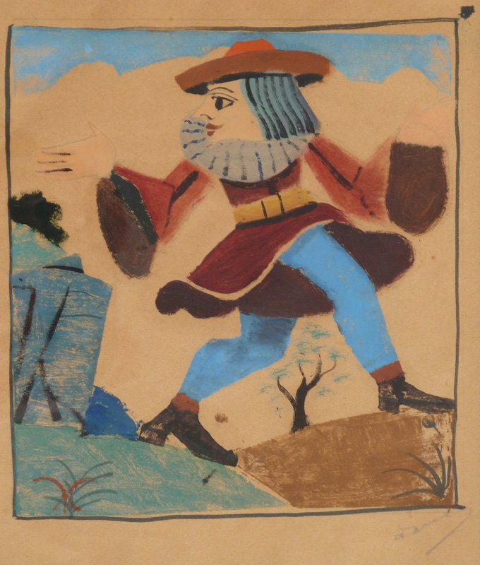 ANDRE DERAIN Signed Gouache Fauvism French Art: ANDRE DERAIN 1880-1954Chatou, Paris 1880-1954 Garches Title: Character from Pantagruel, circa 1943Technique: Original Hand Signed Gouache on paper Size: 27.8 x 21.5 cm / 10.9 x 8.4 in Additional Infor