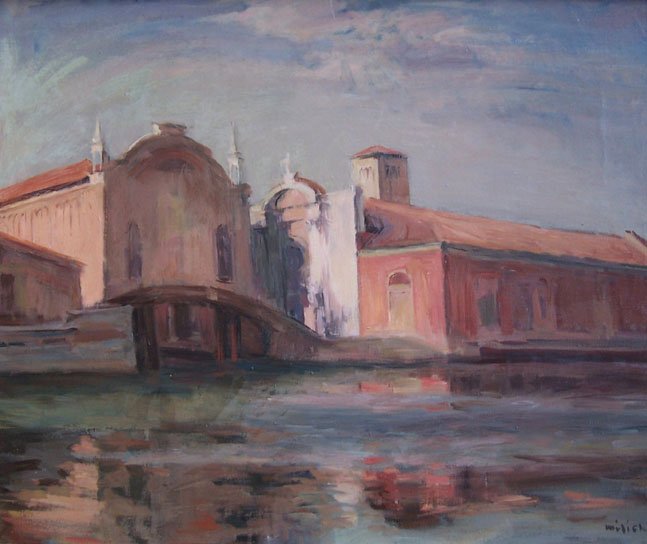 ADOLPHE MILICH Painting Polish Art Ecole de Paris 1938: ABRAM ADOLPHE MILICH 1884-1964 Tishne, Poland 1884-1964 Paris (Polish) Title: Misericordia, Venice, 1938 Technique: Original Signed Oil Painting on canvas size: 55 x 64 cm / 21.7 x 25.2 in Additional