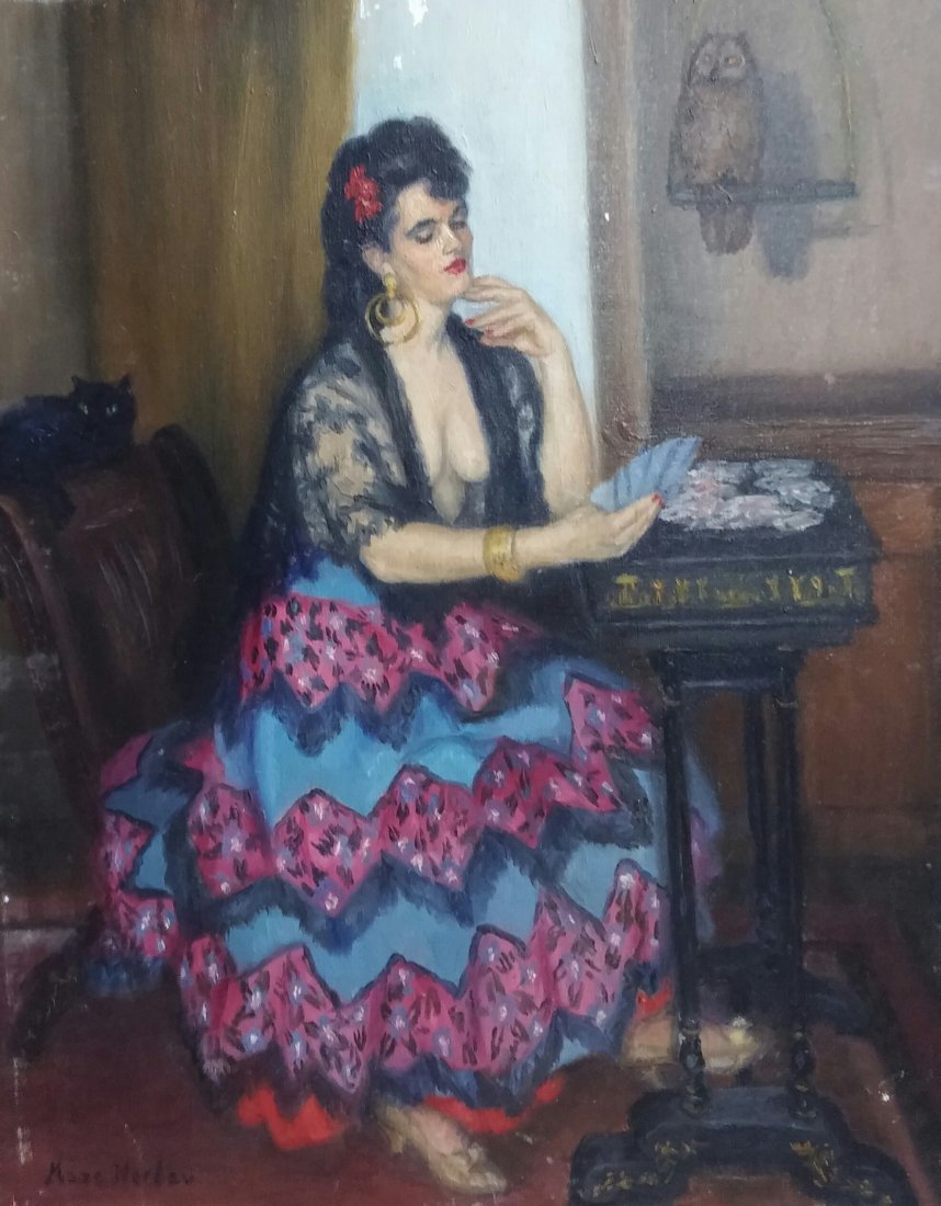 Maxa Nordau Signed Painting French Ecole de Paris: MAXA NORDAU 1897 - 1991 (French) Maxa's father, Max Nordau, who came from Germany, was a doctor. He was one of the theorist and a collaborator of Theodore Herzl and he contributed to the creation of I