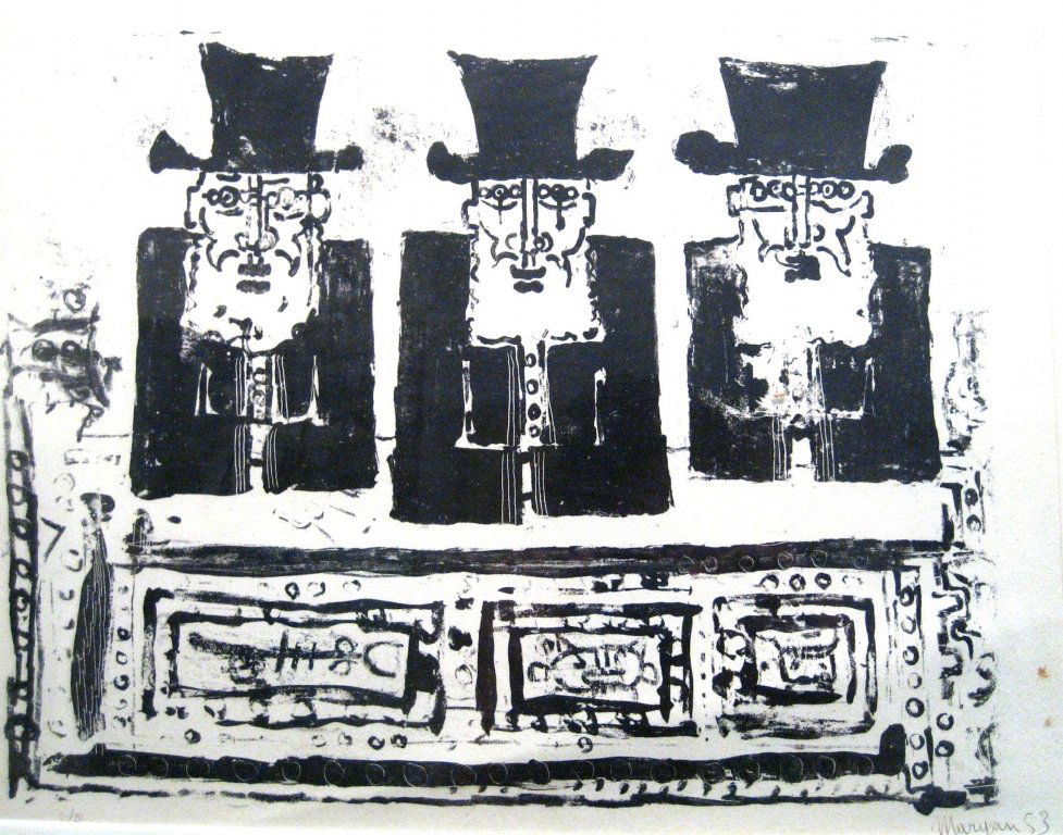 MARYAN Hand Signed Rare Woodcut 1953 French (1 of 2)