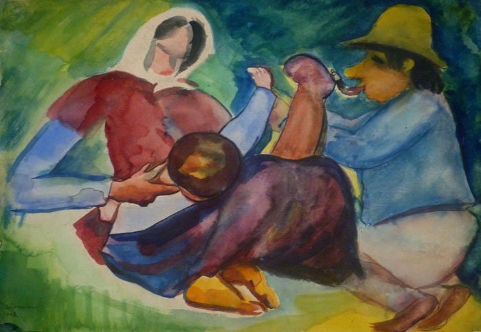 EMIL KELEMEN Signed Painting Hungarian Cubism 1928 (1 of 2)