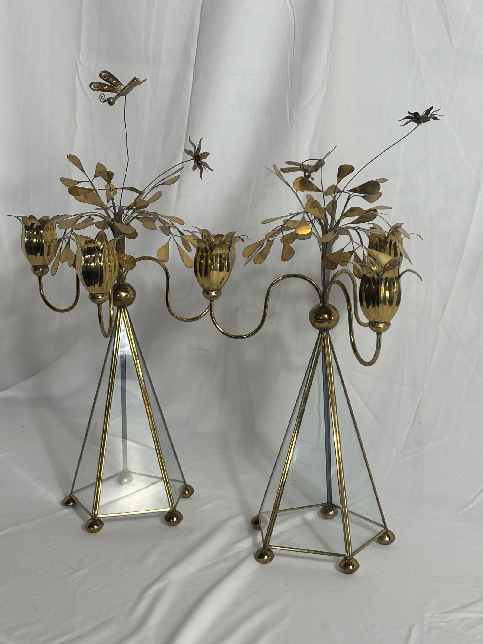 Pair Mid Century 1950's, Brass Florentine Candle Sticks (1 of 3)