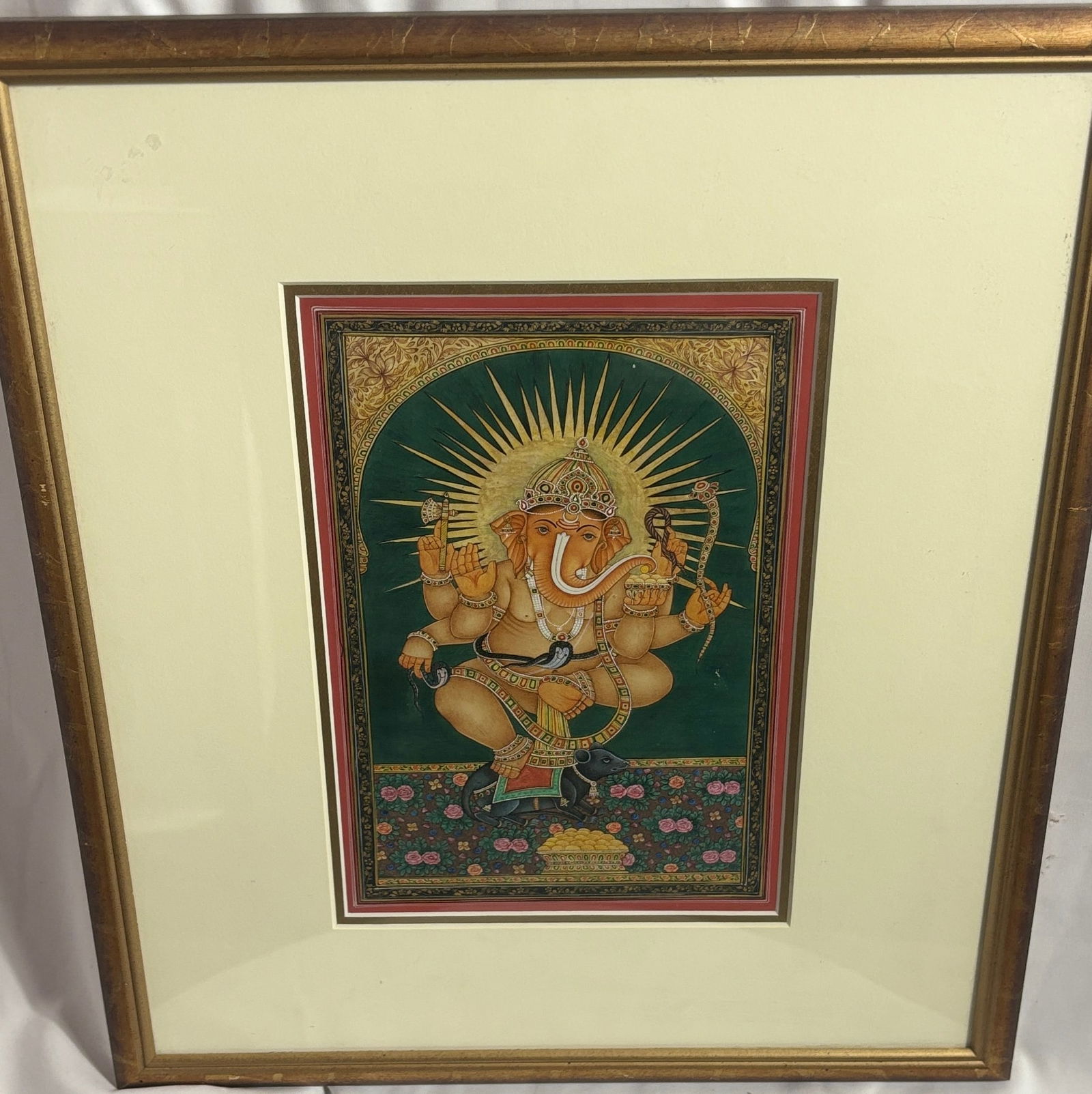 "Ganesh on Mouse": Unknown Artist, painted with single horsehair on rice paper.