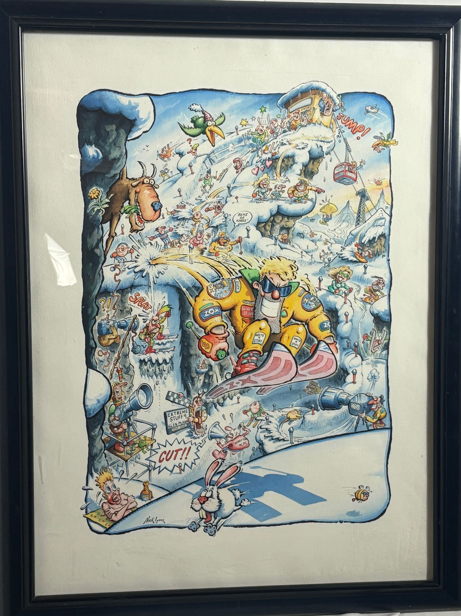 "Benz Ze Knees!", Nick Lyons: Nick Lyons, Watercolor with pen on paper.