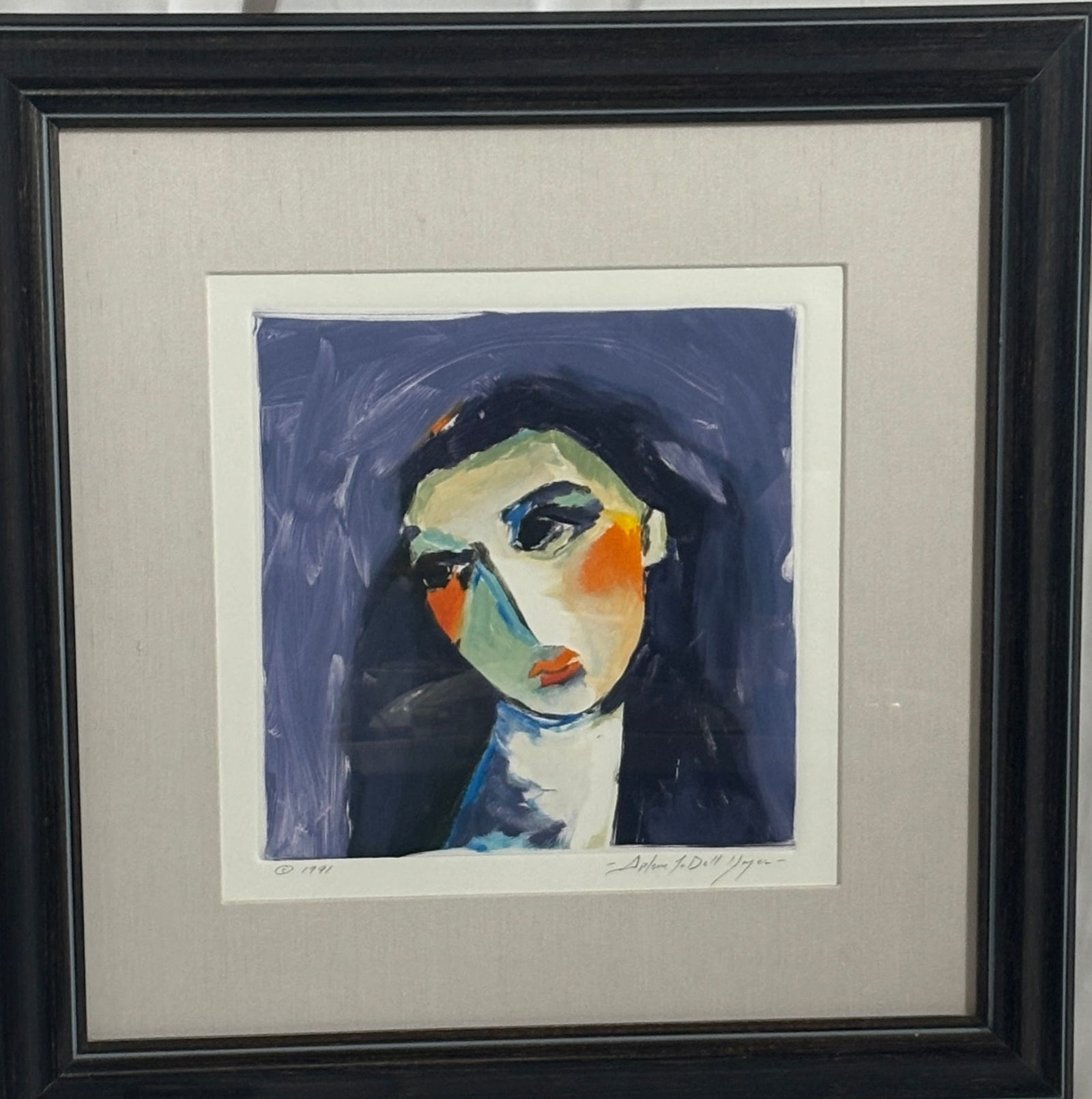"Young Girl", Arlene LaDell Hayes: Arlene LaDell Hayes (b. 1952) Signed fauvist portrait, original. Born in the Texas Panhandle, Hayes moved to Santa Fe as a teenager, where she began her artistic career. Initially working in bronze,