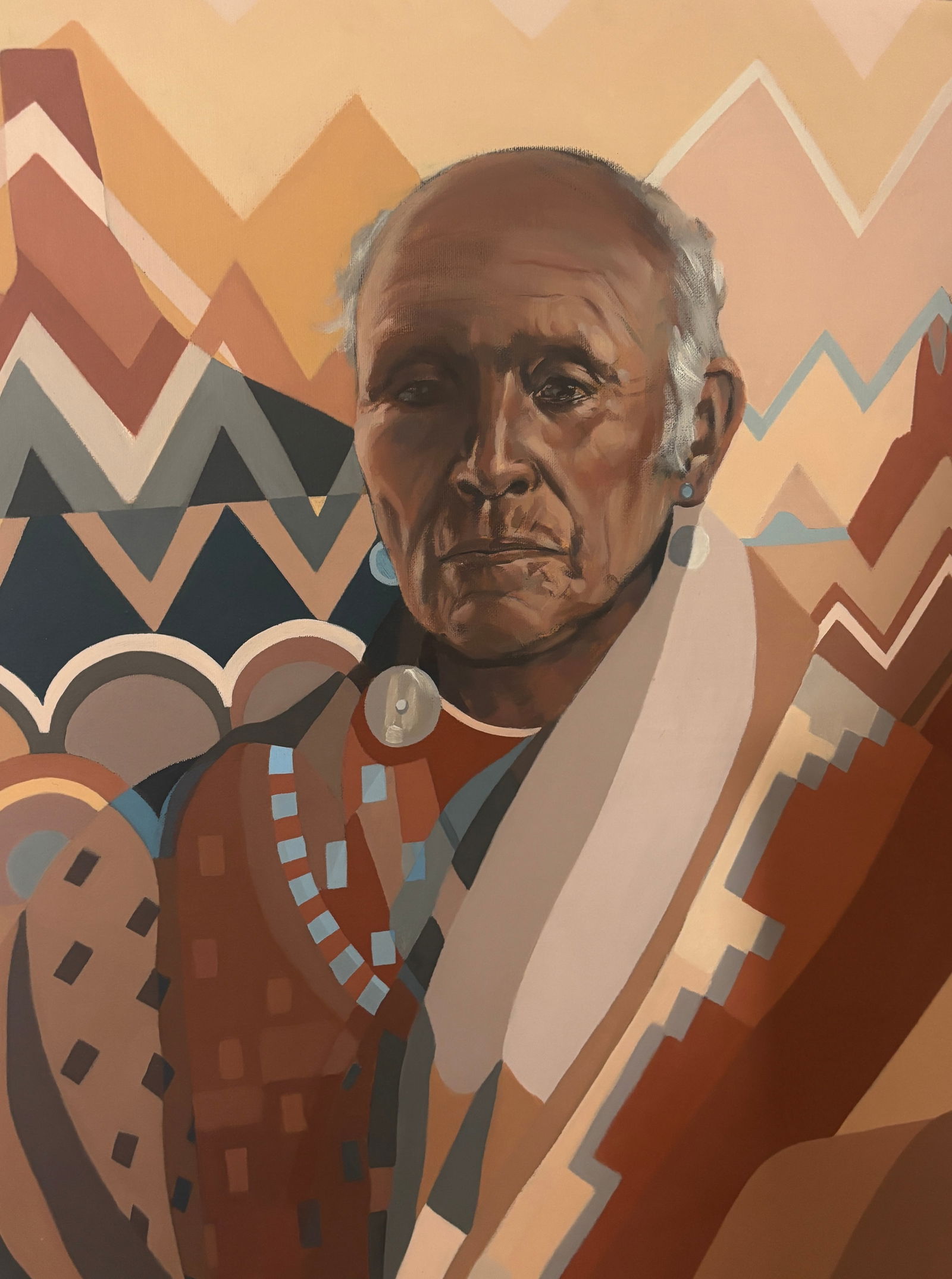 "Old Eyes" Original, signed Jon Lightfoot: Jon Lightfoot (b. 1939), Born in Kansas City to a Cherokee father and Swedish mother, Lightfoot attended grade school on a Cherokee reservation in Oklahoma and high school in Tucson. He later moved