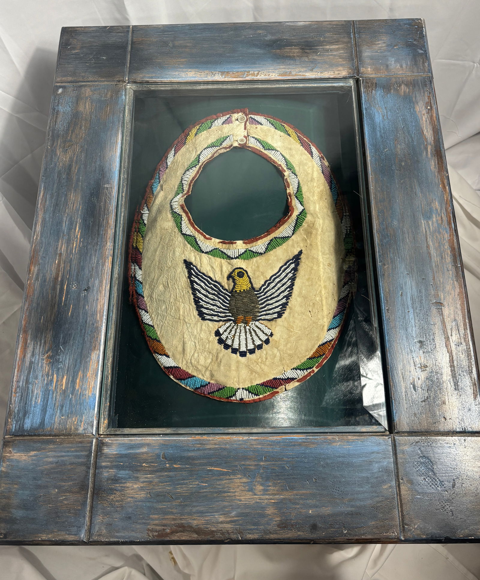 Indian Beaded Collar, Plains Indian Tribe and Shadow Box Table: Unknown Artist