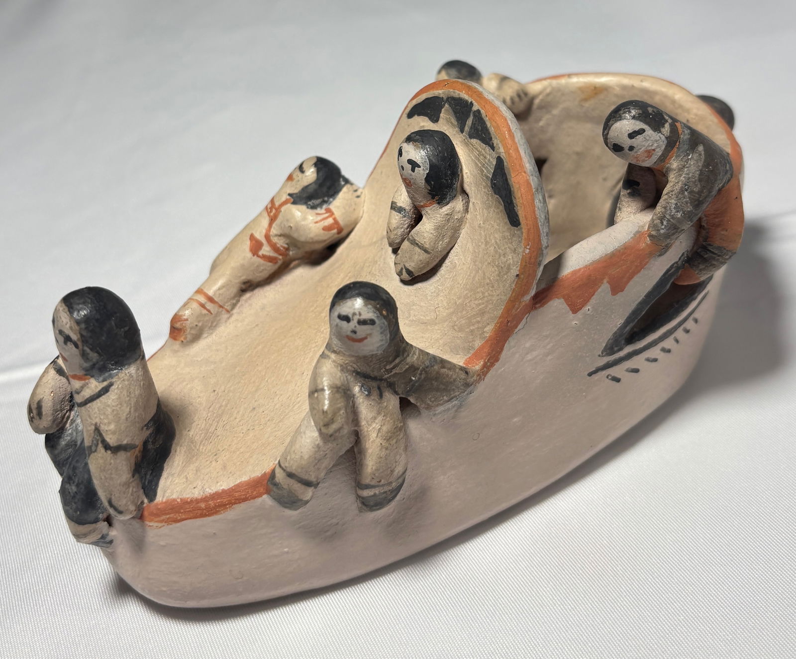 Pueblo Moccasin, 1990, Cochiti Pueblo, Felecita Eustace: Pueblo Moccasin, 1990. Handcrafted moccasin from the Cochiti Pueblo by Felecita Eustace, reflecting the traditional footwear artistry of her community. Eustace is known for her skillful use of natural