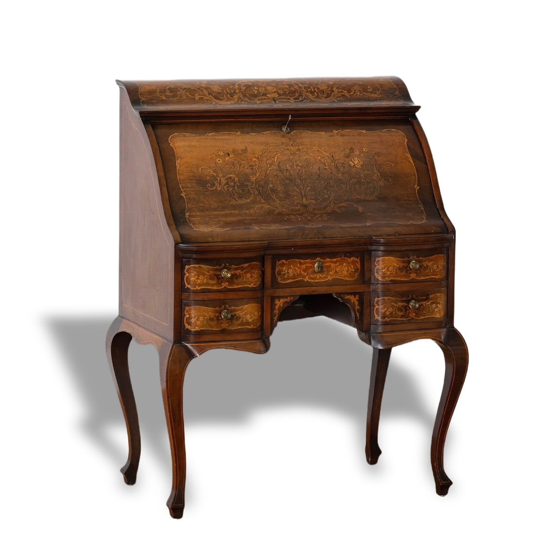 19TH CENTURY BRITISH VICTORIAN ERA INLAID ANTIQUE SECRETARY DESK (1 of 6)