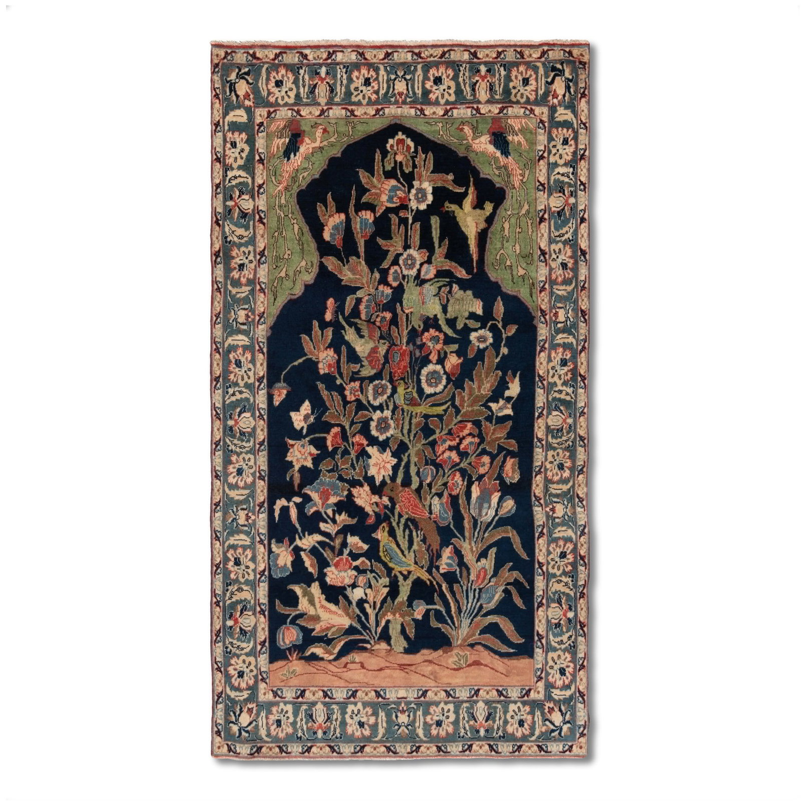 1970S PERSIAN RUG FROM QOM WITH COTTON FOUNDATION AND WOOL PILE (1 of 6)