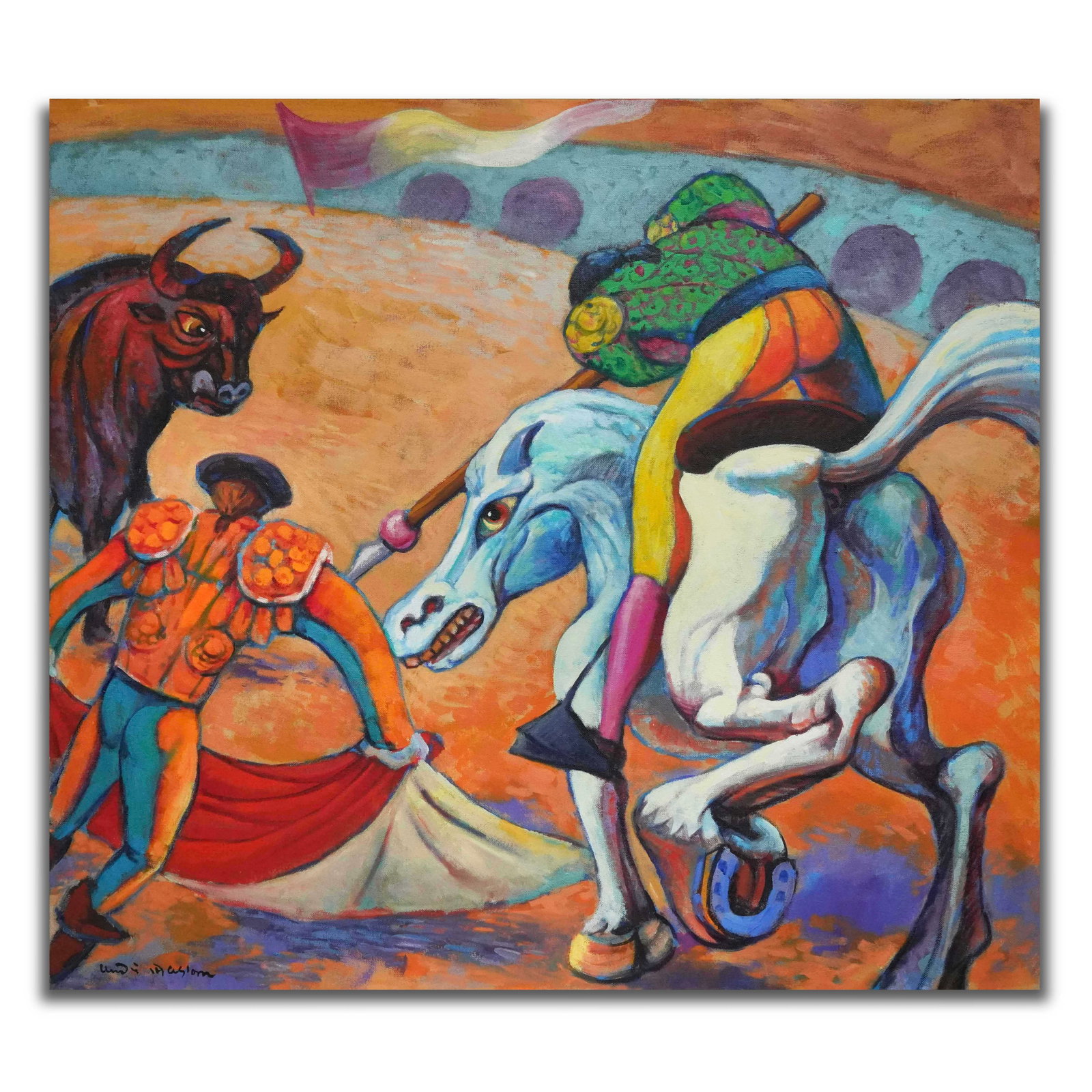 ANDRÉ MASSON (1896-1987), ATTRIBUTED TO, OIL ON CANVAS: Dimensions: 100 x 90 cm (39 3/8 x 35 3/8 in) Signed (lower left) This painting comes with a COA issued by Artemis Gallery. André Masson (1896-1987) was a key figure in the Surrealist movement, renown