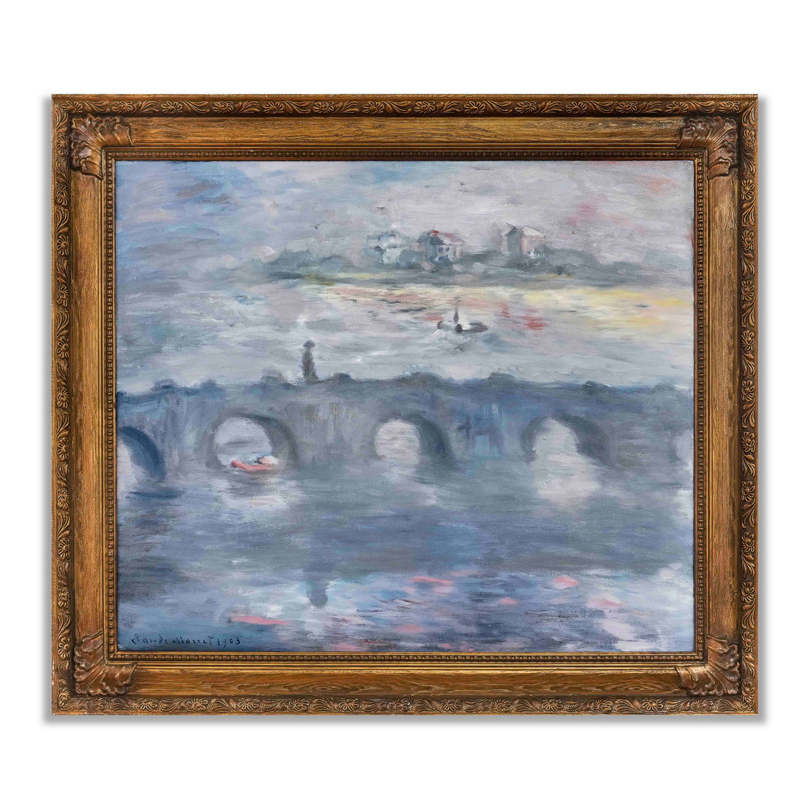 CLAUDE MONET (1840-1926), ATTRIBUTED TO, OIL ON CANVAS: Signed (lower left) Canvas dimensions (frame not included): 27 3/4 x 23 3/4 in (70x60 cm) This painting comes with a COA issued by Artemis Gallery. Claude Monet (1840-1926) was a foundational figure i