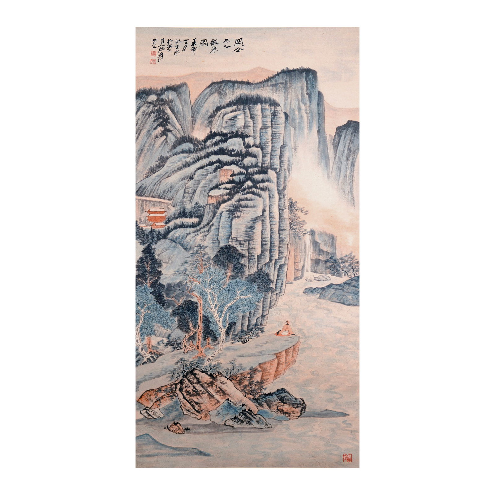 ZHANG DAQIAN (1899-1983), ATTRIBUTED TO, INK AND COLOR ON PAPER (1 of 3)